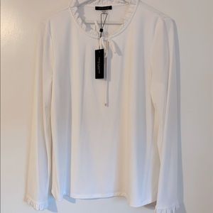 Tommy Hilfiger White Ivy Frilly Shirt Top Blouse